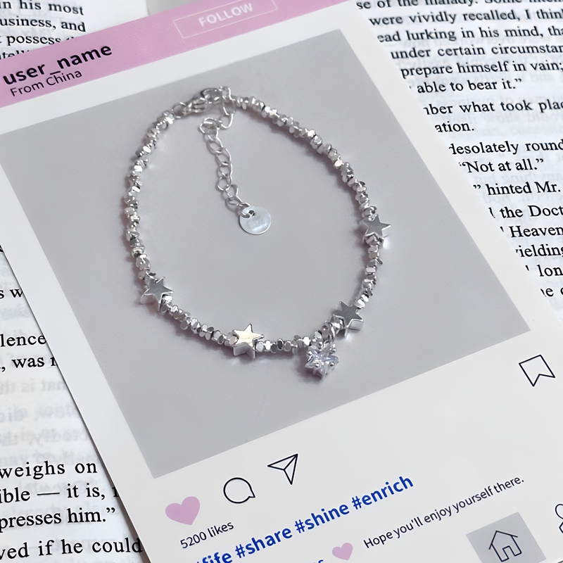 Broken Silver Starry Sky Bracelet for Women, Light Luxury and Exquisite, ins Niche Hot Style, Super Fairy-Like Temperament, Best Friend Bracelet, Couple Gift Broken Silver Starry Sky Bracelet for Women, Light Luxury and Exquisite, ins Niche Hot Style, Super Fairy-Like Temperament, Best Friend Bracelet, Couple Gift