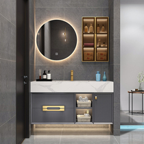 Oak rock board integrated bathroom cabinet combination toilet light luxury wash basin wash basin face sink smart mirror cabinet