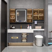 Oak rock board one bathroom cabinet combination can extend the sink washbasin cabinet bathroom wash smart mirror cabinet