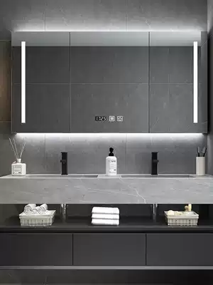 Oak smart mirror bathroom cabinet rock board one-body basin wash table washbasin cabinet combination dressing room wash table customization