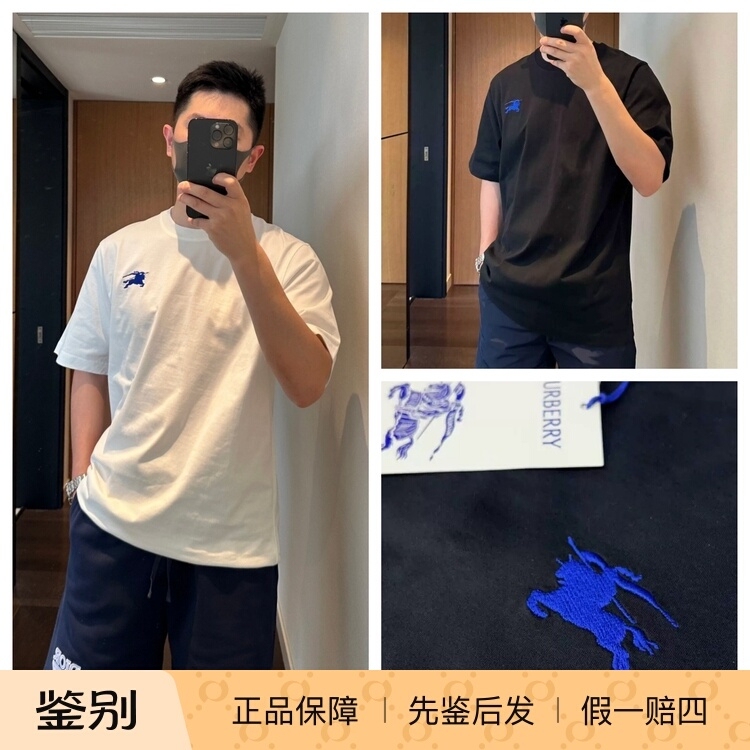 In Stock Burberry/Burberry Men's Short-Sleeve T-Shirt Burberry Embroidered Horse Logo Half-Sleeve In Stock Burberry/Burberry Men's Short-Sleeve T-Shirt Burberry Embroidered Horse Logo Half-Sleeve