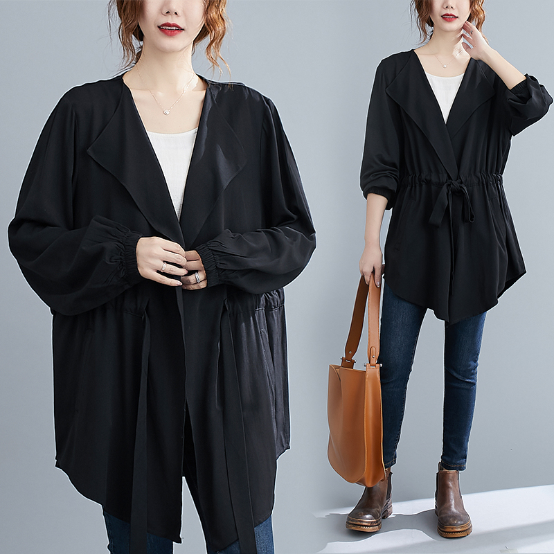 Large size windbreaker women's mid-length 240 catties fat mm coat 2020 new Korean version loose and thin temperament coat 300