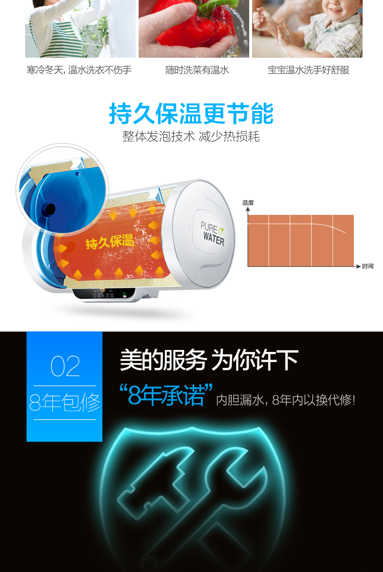 máy nước nóng trực tiếp có bơm Midea Midea F60-15WB5 (Y) Máy nước nóng điện 60 lít Phòng tắm tốc độ cao loại lưu trữ nhà nóng - Máy đun nước bình nước nóng lạnh mini