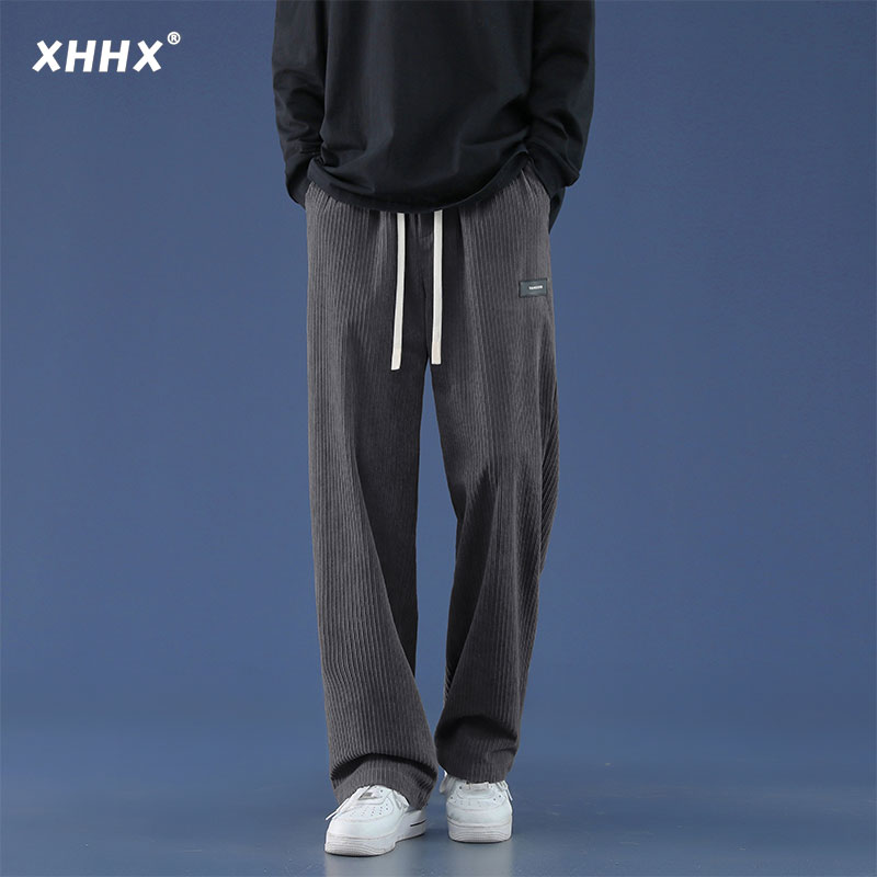 Drape Thin Casual Pants Men's Summer High Quality Straight Loose Corduroy Sports Tide Brand Long Pants