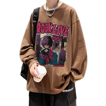 American hiphop hip-hop high street heavy long-sleeved T-shirt mens spring and autumn trendy brand printed casual cotton bottoming shirt