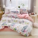 bông giá rẻ denim giường bông vải quilt 1.5m1.8 mét ins mạng đơn giản đỏ giường ba mảnh - Bộ đồ giường bốn mảnh