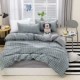 bông giá rẻ denim giường bông vải quilt 1.5m1.8 mét ins mạng đơn giản đỏ giường ba mảnh - Bộ đồ giường bốn mảnh