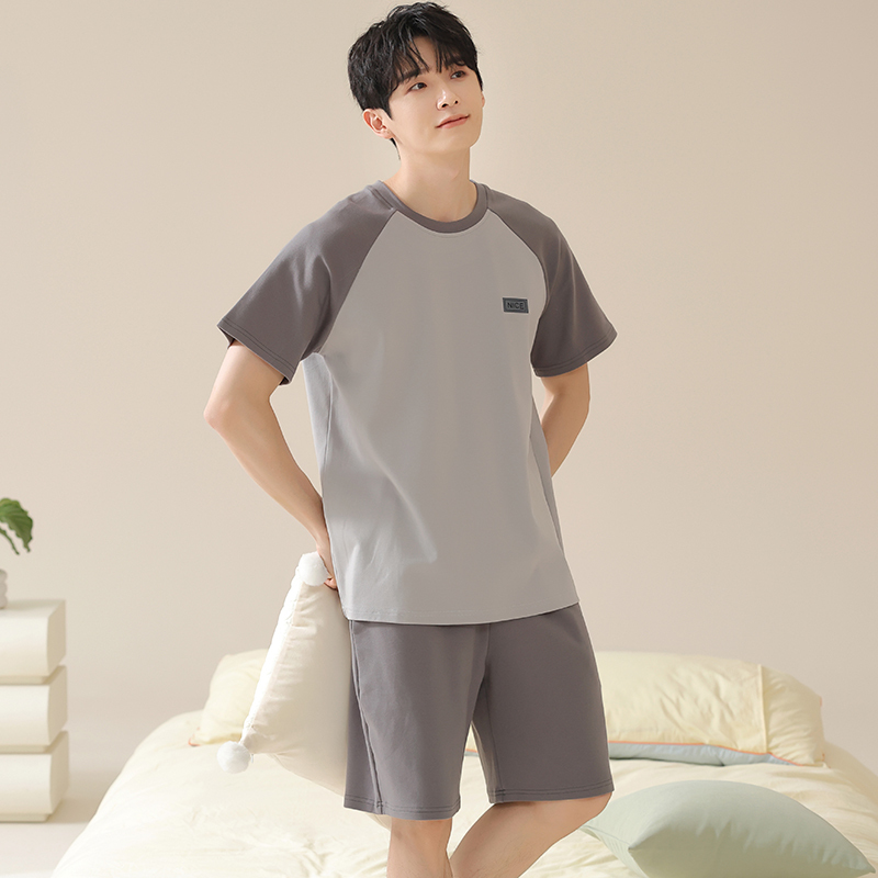 Woodpecker Pure Cotton Pajamas for Men, Summer 2026 New Short-Sleeved Set, Summer Style, Large Size, Youth Loungewear for Summer Woodpecker Pure Cotton Pajamas for Men, Summer 2026 New Short-Sleeved Set, Summer Style, Large Size, Youth Loungewear for Summer