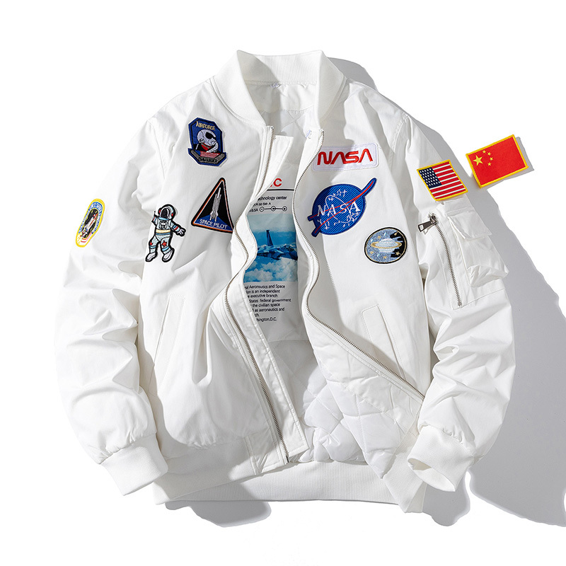 Nasa Astronaut Co-Branded Jacket Pilot Jacket Men's Couple Trendy Brand Autumn and Winter Thickened Cotton Coat Baseball Cotton Jacket Nasa Astronaut Co-Branded Jacket Pilot Jacket Men's Couple Trendy Brand Autumn and Winter Thickened Cotton Coat Baseball Cotton Jacket