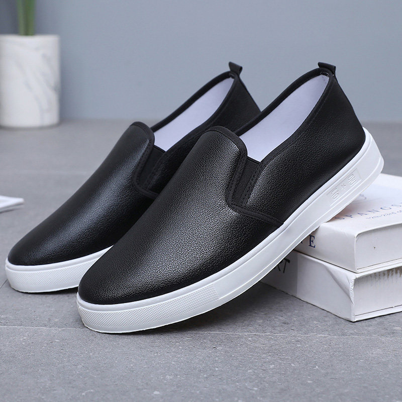 Spring and Autumn New Women's Shoes, Flat Shoes, Pu Waterproof, Casual Shoes for Male and Female Students, Non-Slip Soft Sole Slip-On Shoes