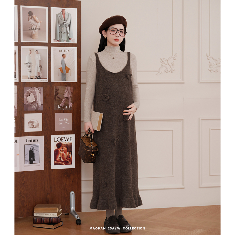 Cat's Choice [Second-Hand Rose] [Wool] Nana's Maternity Wear Winter New Casual Long Dress
