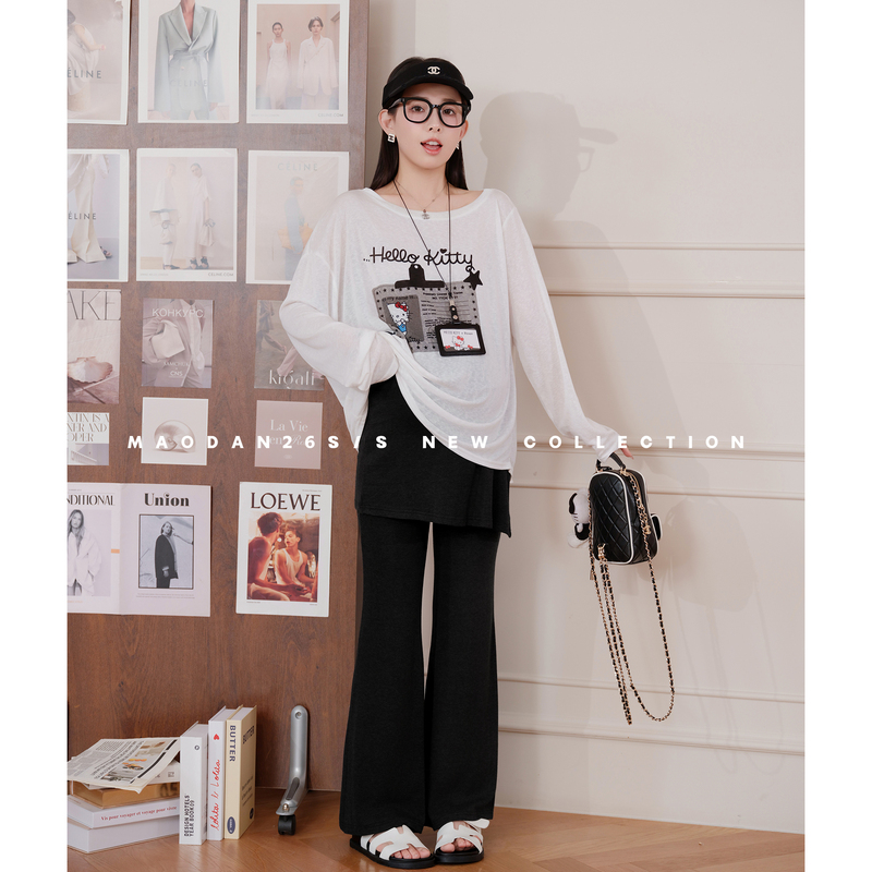 Cat-Themed [Katie Illustrated] [Lyocell] Maternity Wear Summer New Arrivals Loose Versatile Fashionable Tops and Pants