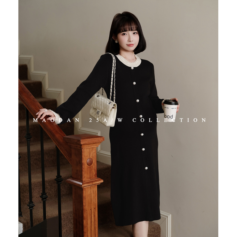Cat-Themed [White Dew Fragrance] Maternity Wear: Nana's Pregnancy Outfit, Chanel-Style French Autumn New Dress