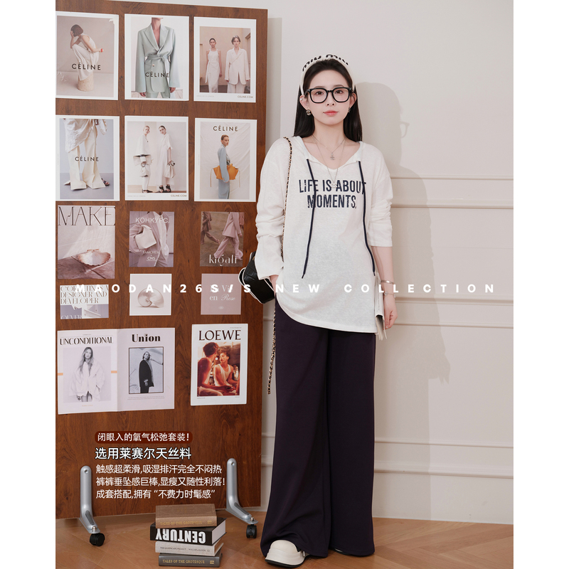 Cat Singles [Blue Holiday] [Lyocell] Nana's Maternity Wear for Pregnancy, Spring New Tops and Pants
