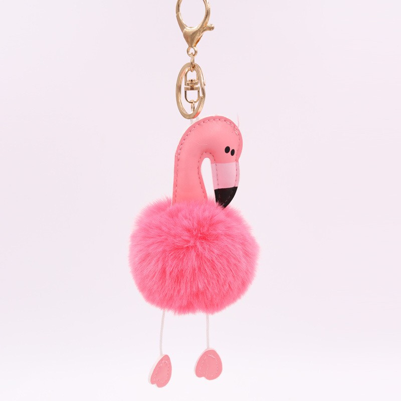 Chimelong Souvenir Flamingo Hair Ball Keychain Pendant Children's Bag Pendant Keychain