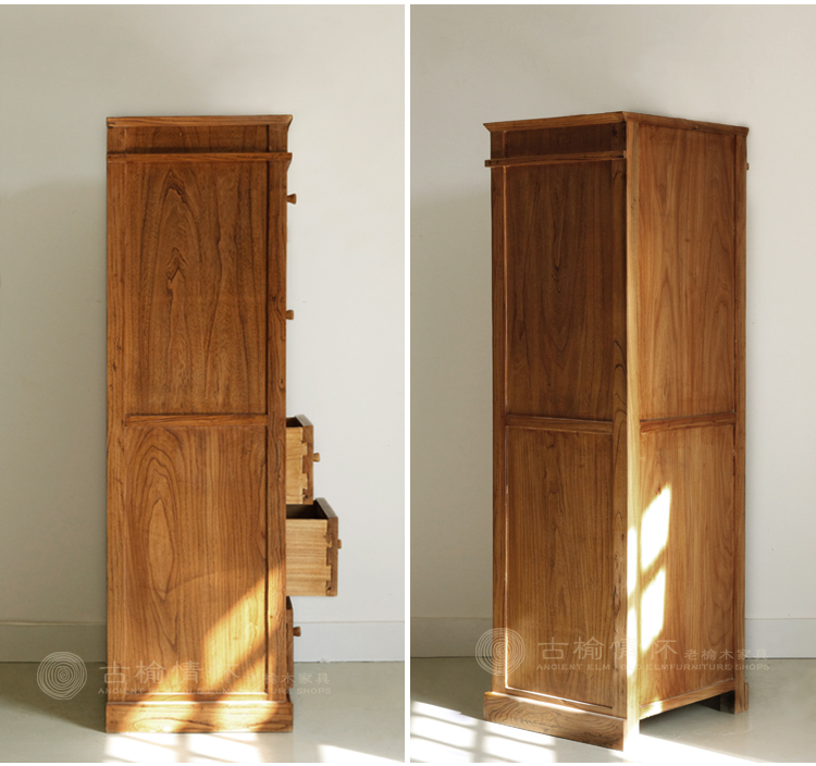 cổ kính cũ góc tủ gỗ elm tủ bên tủ bên nhỏ gọn phòng ngủ phòng khách hiện đại tủ hẹp Locker của - Buồng tủ quần áo vải