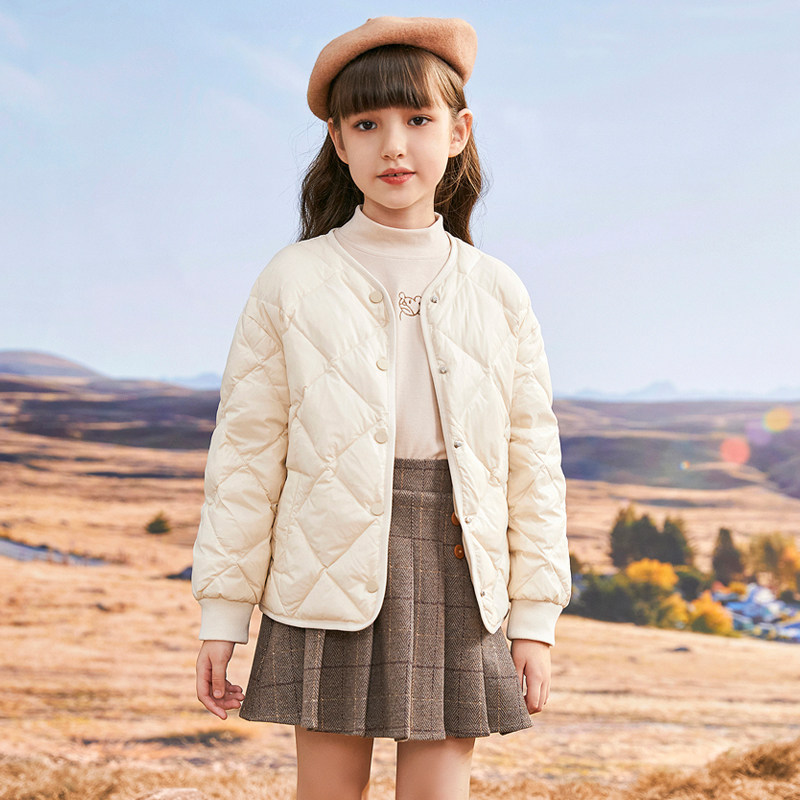 Girl light and thin down clothes Child light slim fit 2022 new foreign winter clothing big child short liner child clothing jacket