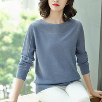 Fat mm foreign style plus size autumn 2019 new belly cover thin sweater womens 200 pounds base shirt womens top