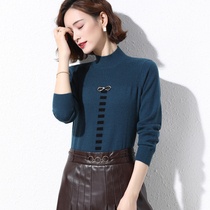 Big code woman dress fat mm winter dress with bottom sweater 200 catty loose inner set foreign air blouses autumn and winter high collars undershirt