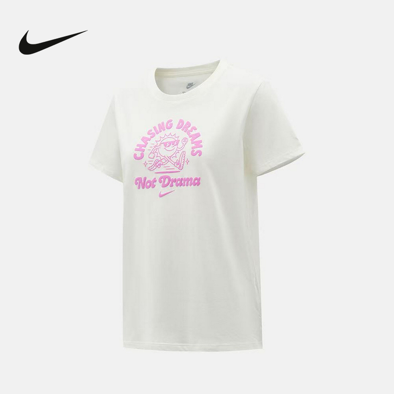 Nike Women's Summer New Style Fun Printed Cotton Breathable Round Neck Casual Short-Sleeved T-Shirt Iv3243-133
