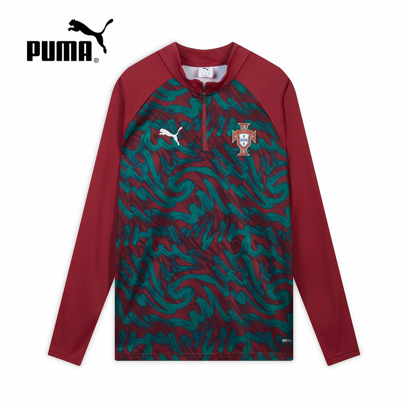 Puma Spring Men's Portugal Team Warm-Up Clothing Half-Zip Football Sports Long-Sleeved T-Shirt 784790 Puma Spring Men's Portugal Team Warm-Up Clothing Half-Zip Football Sports Long-Sleeved T-Shirt 784790