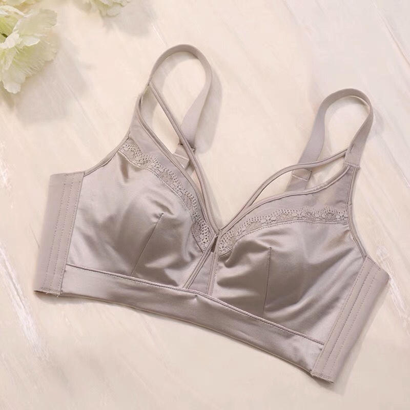 Japanese Style Intimates for Women, Thin, Large Breasts, Small, Anti-Bump, Rabbit Ear Cup, Lace, No Steel Ring, Breast Reduction, Anti-Sagging Bra