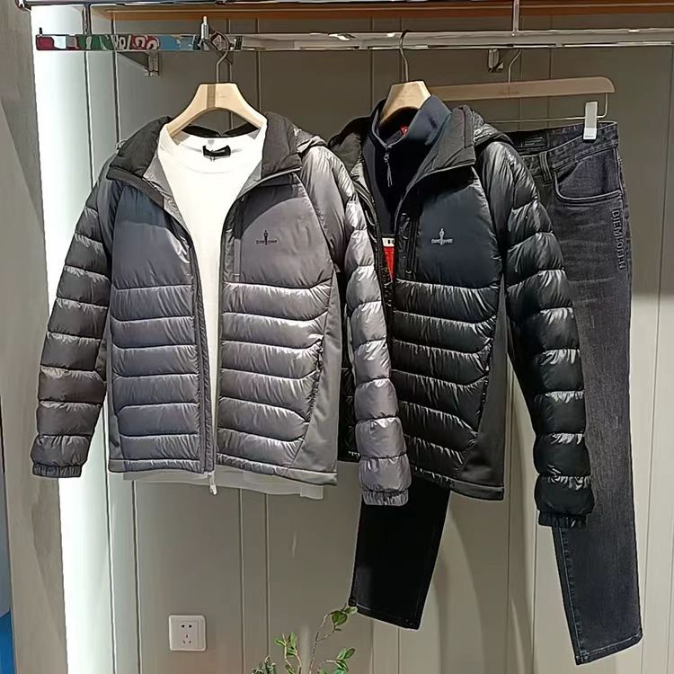Biyinlefen Genuine Men's Clothing 2026 Autumn and Winter New Men's Hooded Goose down Ribbed down Jacket 373252925