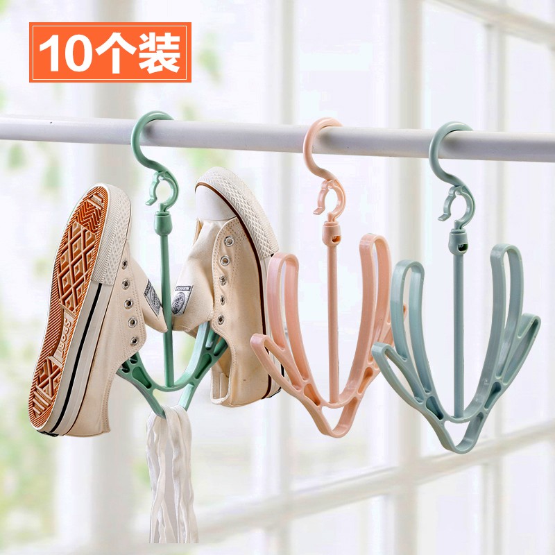 Thicken wind-proof double hook balcony sunburn hook creative stainless steel shoe drying frame drying frame