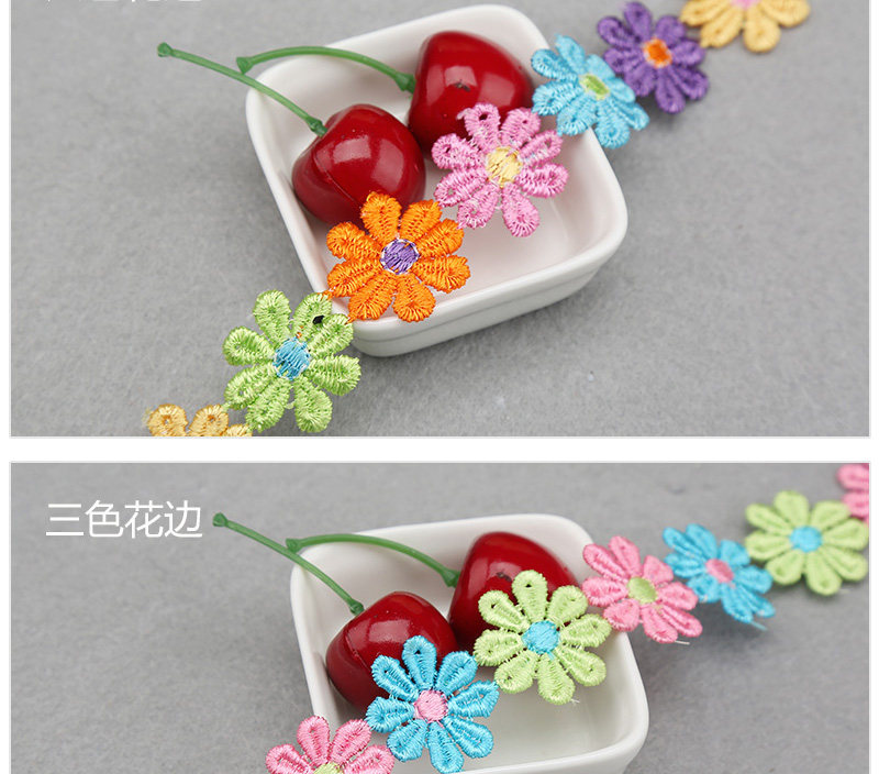 Colored petal lace trim, water-soluble lace trim, lace trim, clothing and hat decoration trim, handcrafted decoration, multi-color flowers pic 3