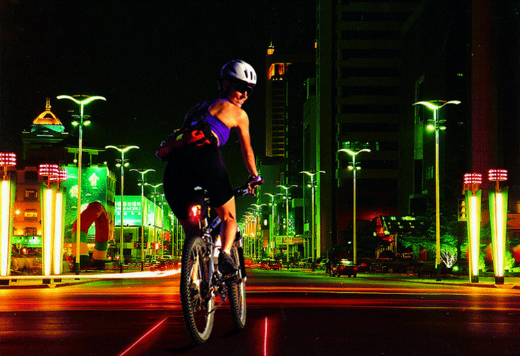 儿童自行车后尾灯激光投影夜骑灯警示灯山地车后车灯配件骑行装备详情1