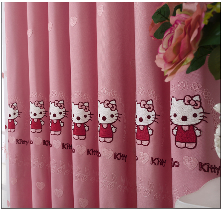 Phim hoạt hình công chúa Hàn Quốc KT Cat Rèm cô gái Phòng trẻ em Phòng ngủ màu hồng Cô gái Phòng cưới Hoàn thành Cửa sổ khoai môn - Phụ kiện rèm cửa bán khung rèm cửa sổ