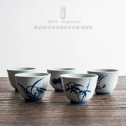 Sanshan Dezhen vẽ tay tách trà xanh và trắng theo phong cách Trung Quốc đồ gốm tráng men cốc gốm kungfu đặt tách trà nhỏ
