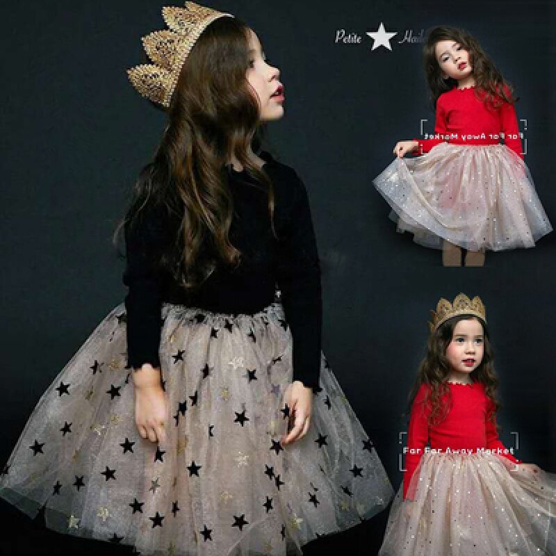 Korean girl winter dress plus jacket dress children dress New Year dress princess Pompeo net dress