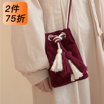 null bag retro light core suede woman skew satchel suede pouch suede 100 hitch bucket bag 2021 autumn winter red