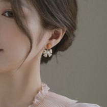 925 pure silver needle butterfly knot earrings sweet and cute flower French style elegant earthen Japan Temperament Ear Ornaments Woman