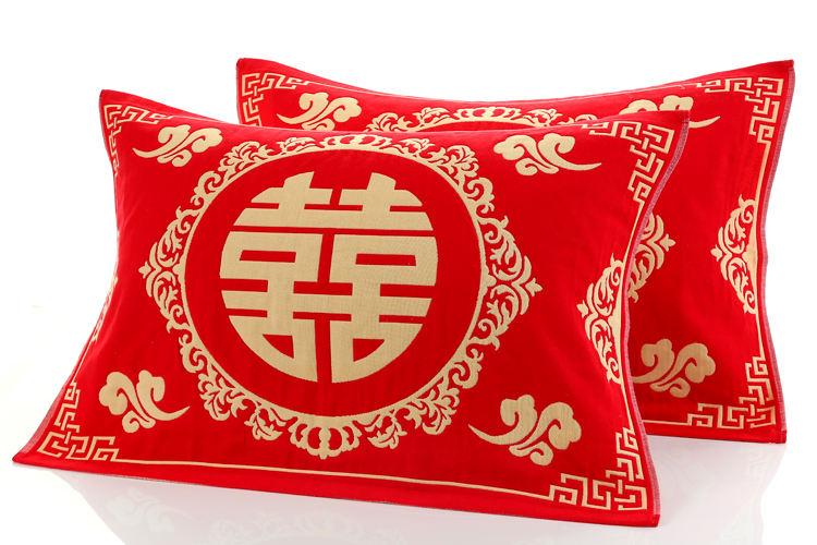 Bông cotton màu đỏ gối khăn cưới gối khăn cưới đặc biệt dày tăng vài người lớn mô hình gối khăn cặp