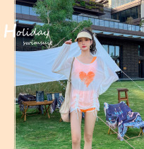 Long sleeve split three pieces of swimsuit bathing suit bathing suit for students sports wind 2022 new Han edition in