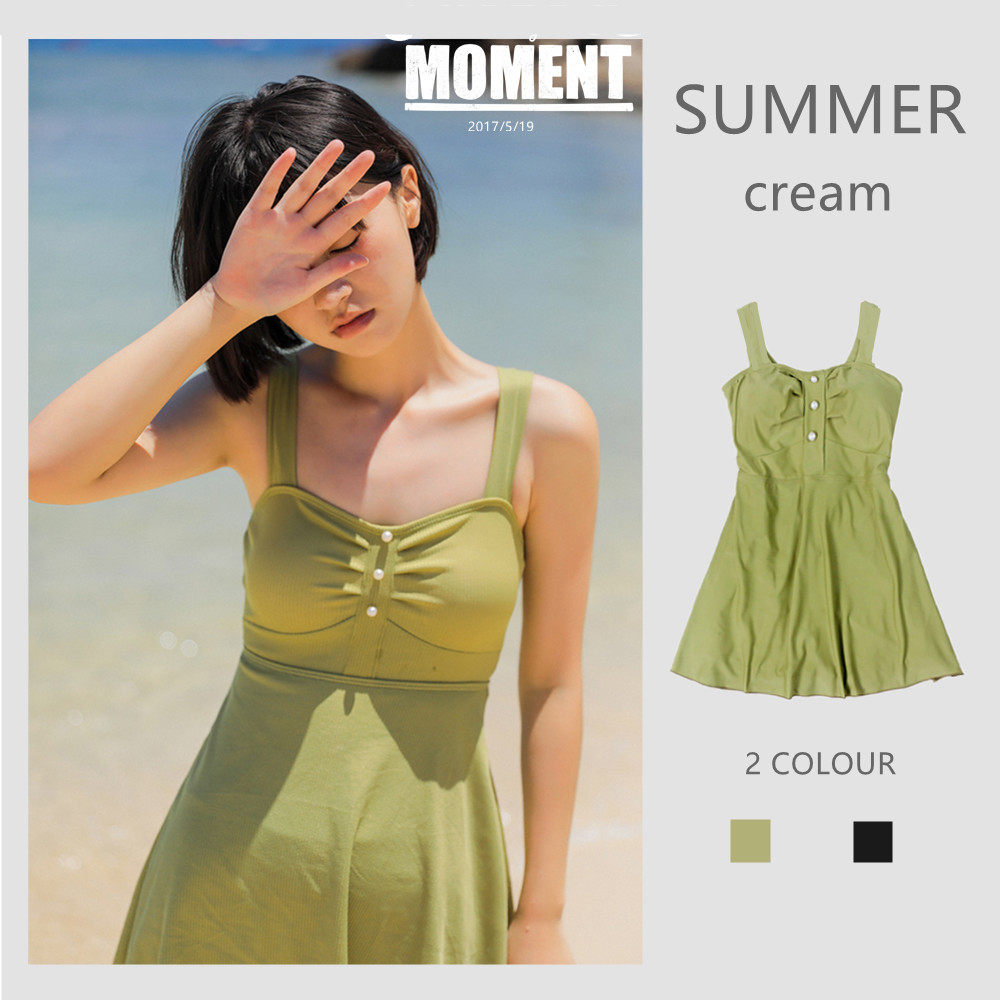 Swimsuit Women South Korea Ins Wind Sweetness Sweet Girl Little Clear New Cover Slim Hot Springs Conservative Harnesses Sexy Swimming Dress