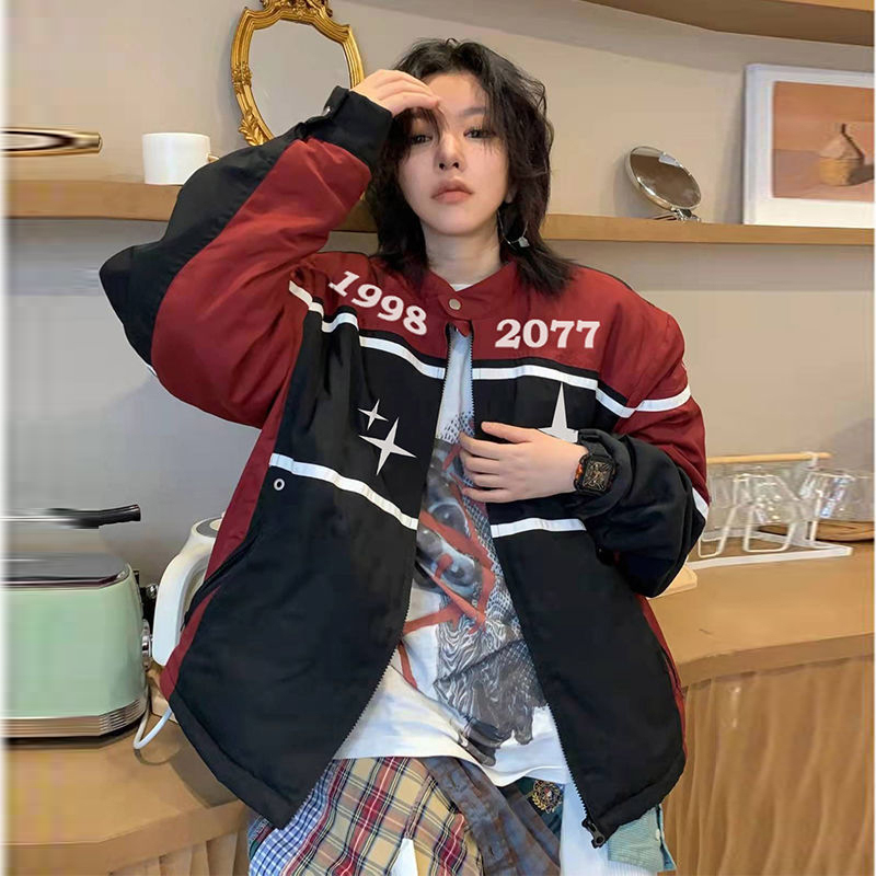 American-Style Trendy Baseball Jacket, Vintage Streetwear, Racing Cycling Jacket