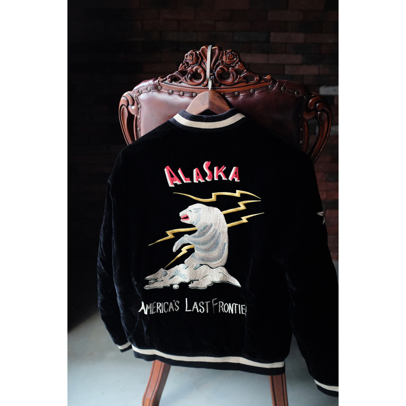 Alaska Polar Bear Embroidered Reversible Quilted Jacket Alaska Yokosuka Velvet Jacket