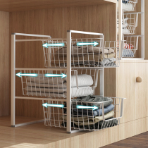 Wardrobe layered partition partition storage and finishing artifact pull-out cabinet drawer clothes rack clothes basket compartment compartment