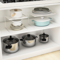 Kitchen refrigerator cabinet interior two-story storey storage rack cabinet storage artifact freezer partition countertop pot rack