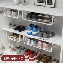 Shoe rack storage artifact shoe cabinet partition shelf built-in lower hanger hanging basket shoe rack cabinet separated and saved space