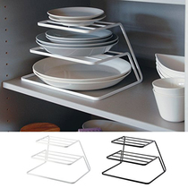 Kitchen double-layer dish rack Cabinet tiered rack Dishes plate divider plate storage rack Bowl rack Drain rack