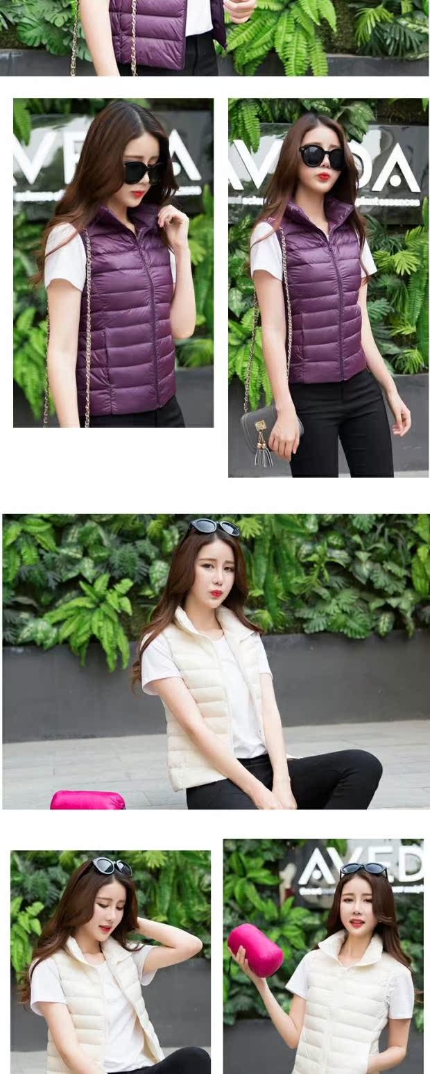 2018 quần áo mùa đông mới xuống áo khoác nữ vest phụ huynh-trẻ em mẫu nhẹ đôi cổ áo đứng cổ áo vest cỡ lớn thủy triều mẫu áo dạ ngắn đẹp 2021