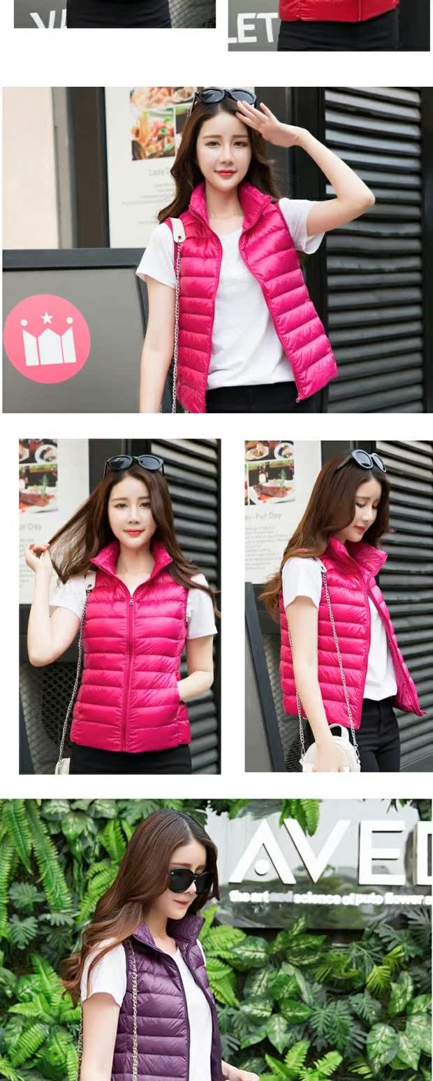 2018 quần áo mùa đông mới xuống áo khoác nữ vest phụ huynh-trẻ em mẫu nhẹ đôi cổ áo đứng cổ áo vest cỡ lớn thủy triều mẫu áo dạ ngắn đẹp 2021
