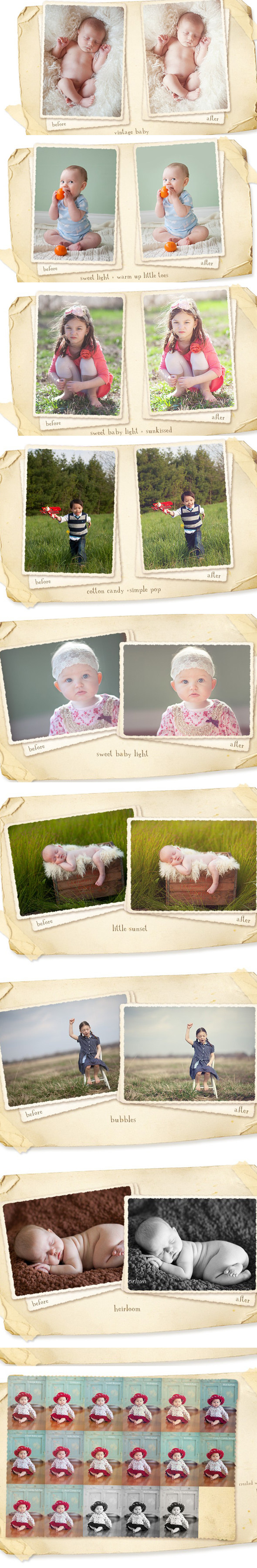 【photoshop 动作】国外大师级新生儿婴儿PS动作集摄影后期资源