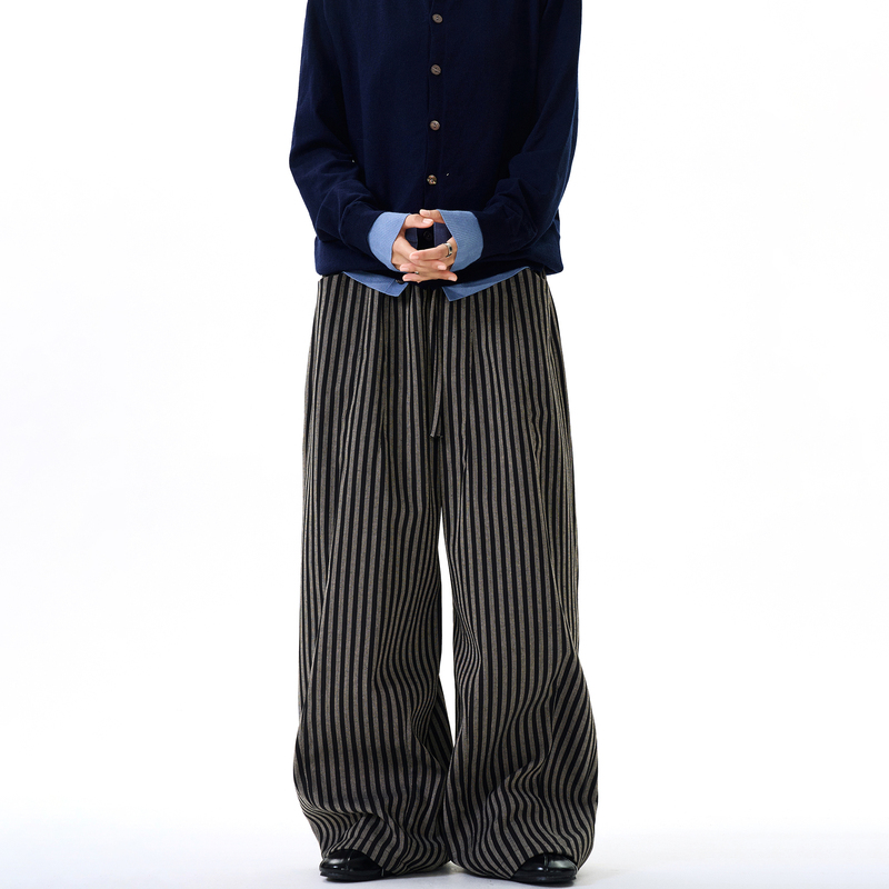 Thumpup American Style Trendy Brand Casual Striped Pants for Men and Women, Loose Straight-Leg High-End Wide-Leg Pants