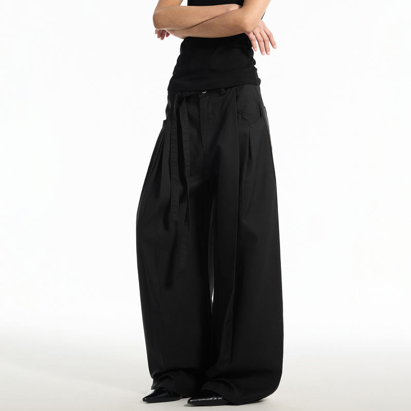 Thumpup American Retro Simple Pleated Wide-Leg Cargo Pants for Men and Women, Loose Casual Straight-Leg Design Pants