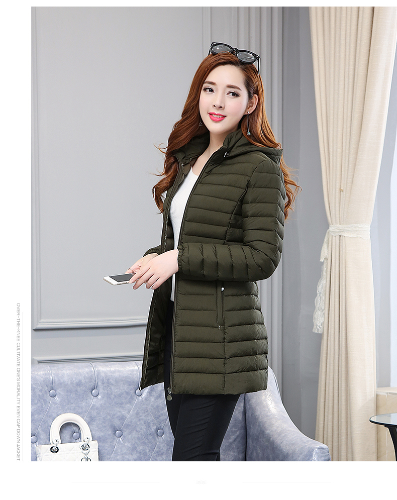 Áo chống mưa phiên bản Hàn Quốc của phụ nữ có đệm mỏng, áo khoác cotton dài cho nữ áo đầm đẹp tuổi 40